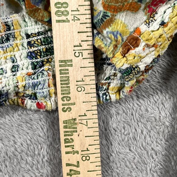 By Anthropologie Twist Crop Top Set Smocked Floral Printed Wrap Blouse Women's M - Picture 6 of 13